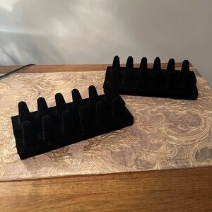 Elegant Black Velvet Ring Display Stand Set